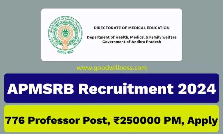 APMSRB Recruitment 2024, 776 Professors Vacancies, Apply Now