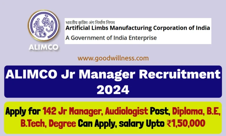 ALIMCO Recruitment 2024 | 142 Jr Manager Posts, massive Salary Packege