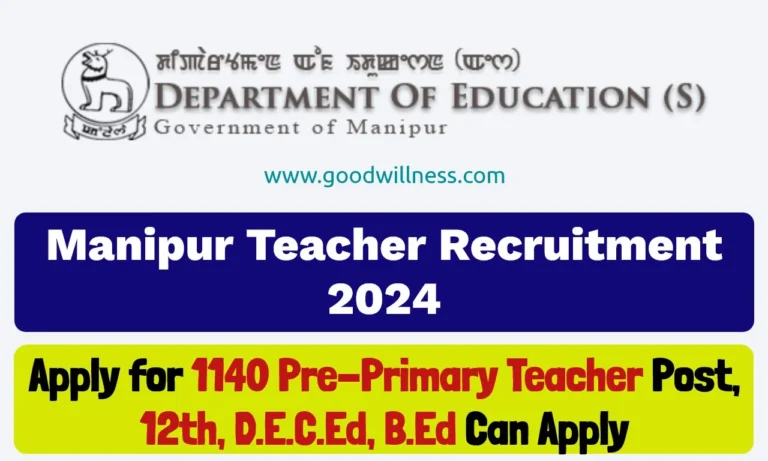 Manipur Directorate of Education Recruitment 2024 : Apply Online For 1140 Pre-Primary Teacher Vacancy