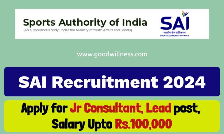 SAI Recruitment 2024 | Apply for Junior Consultant post