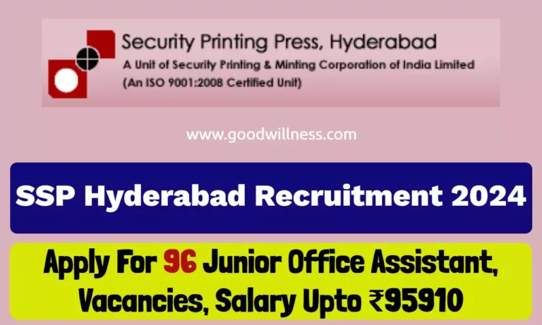 Security Printing Press Hyderabad Recruitment 2024, Apply For 96 Junior Office Assistant, Junior Technician Vacancies