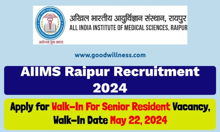 AIIMS Raipur Notification 2024 | Apply Walk-In For Senior Resident Post