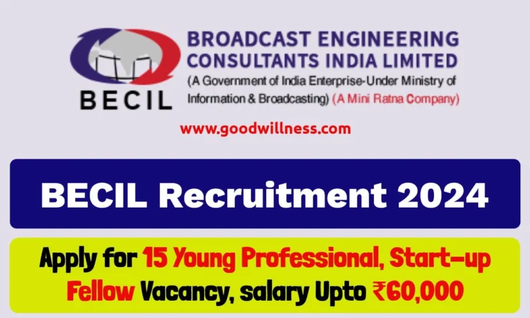 BECIL Recruitment 2024 | Apply Online For 15 Young Professional, Start-up Fellow Posts