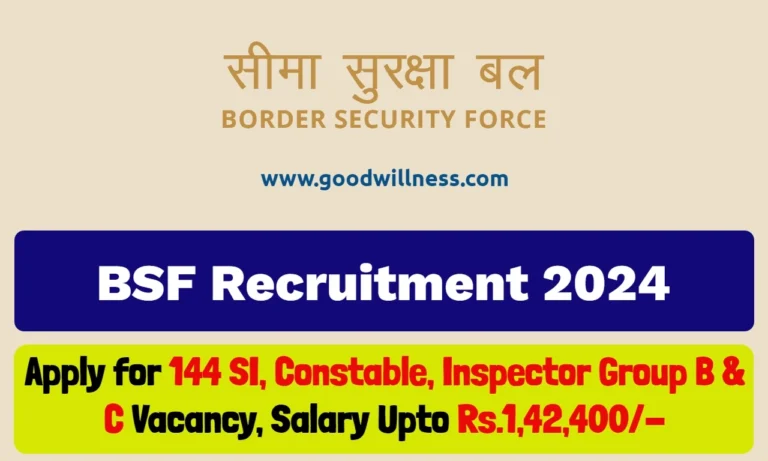BSF Notification 2024 | Apply Online For 144 SI, Constable, Inspector Posts