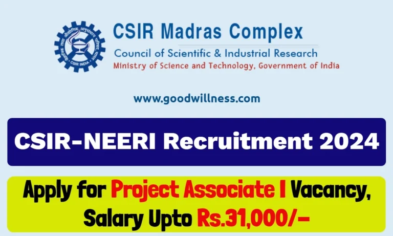 CSIR-NEERI Notification 2024 | Apply Online For Project Associate Posts