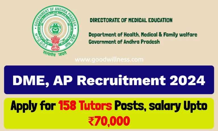 DME AP Recruitment 2024 : Apply Online For 158 Tutors Posts