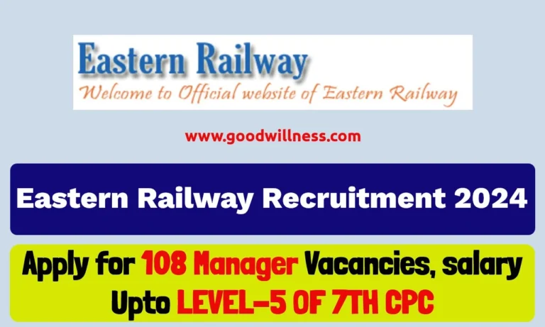 Eastern Railway Recruitment 2024 | Apply Online for 108 Manager Posts
