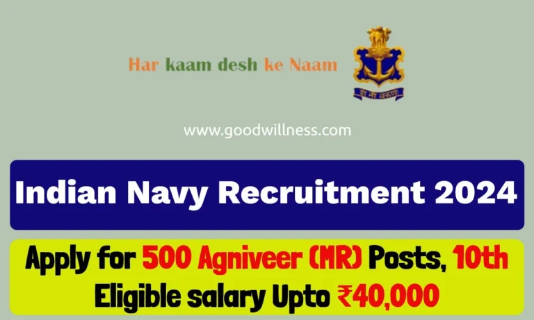 Indian Navy Recruitment 2024 : Apply For 500 Agniveer (MR) Posts