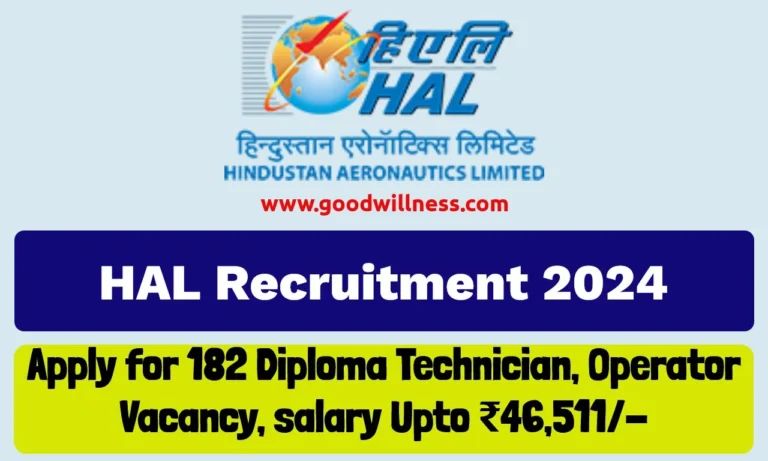 HAL Recruitment 2024 | Apply online For 182 Diploma Technician, Operator Posts