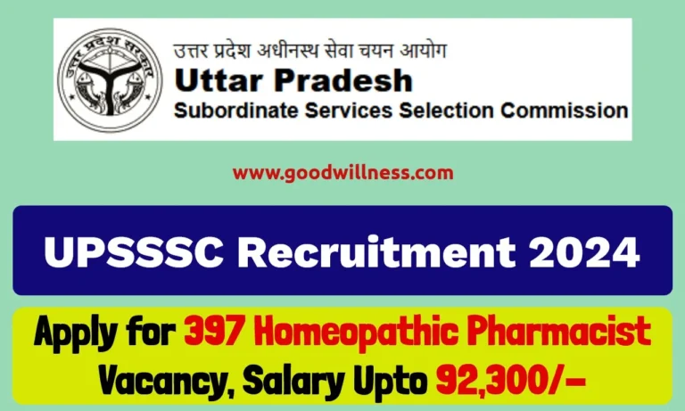 UPSSSC Recruitment 2024 | Notice For 397 Homeopathic Pharmacist Vacancy