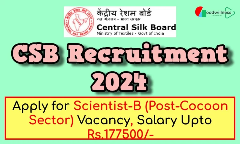 Central Silk Board Recruitment 2024 | Scientist-B (Post-Cocoon Sector), Check Notification