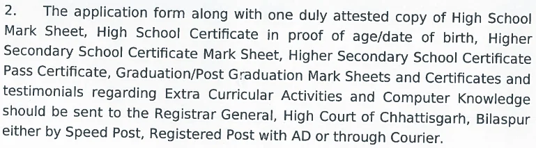 High Court of Chhattisgarh Recruitment 2024 | Legal Assistant, Check Notification 1 width=769