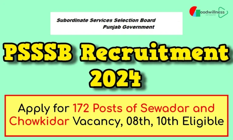 PSSSB Recruitment 2024 | Apply Online For Group-D 172 Posts of Sewadar and Chowkidar Vacancy