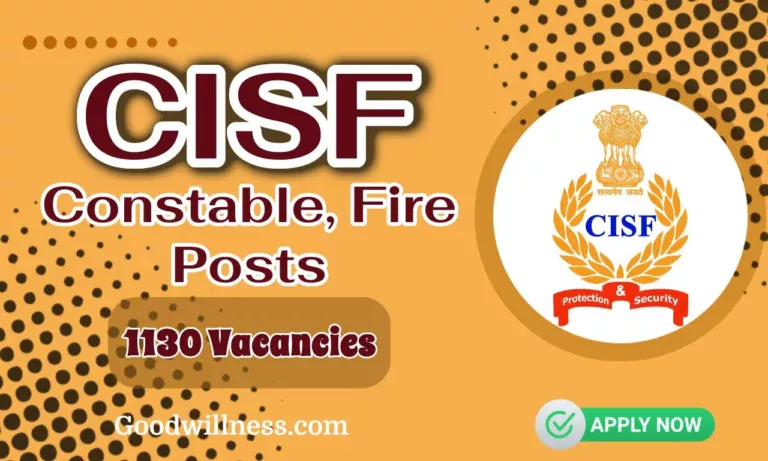 CISF Recruitment 2024 | Apply 1130 Constable, Fire Vacancy, Pay Level-3 Rs.21,700 – 69,100/-