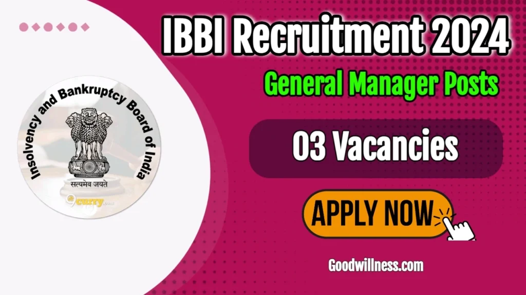 IBBI General Manager Recruitment 2024 | IBBI invites General Manager vacancy on deputation basis 4 IBBI General Manager Recruitment 2024