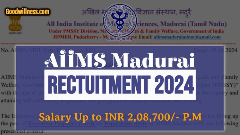 AIIMS Madurai Recruitment 2024 | PMSSY Invites Executive Engineer (Civil) Vacancy, Apply Now