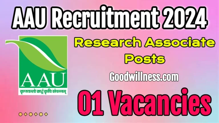 Anand Agricultural University (AAU) Recruitment 2024 | AAU Invites Research Associate Vacancy purely contract basis
