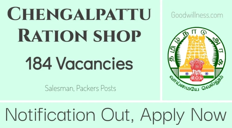 Chengalpattu Co-operative Ration shop Recruitment 2024 | Apply 184 Salesman, Packers Vacancy, Apply Online
