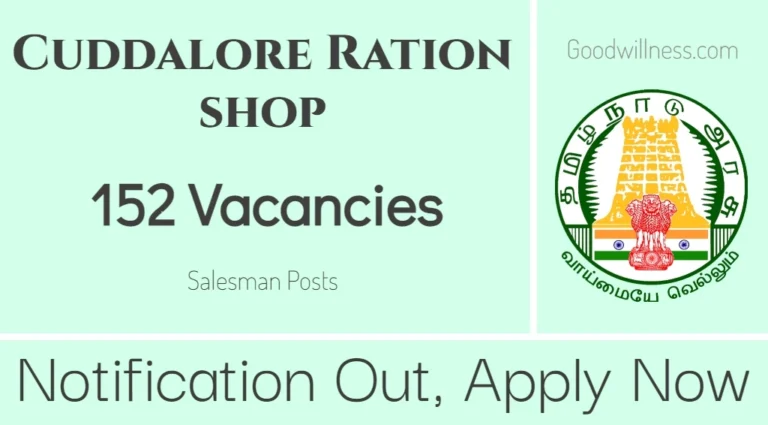 Cuddalore Co-operative Ration shop Recruitment 2024 | Apply Online 152 Salesman Vacancy