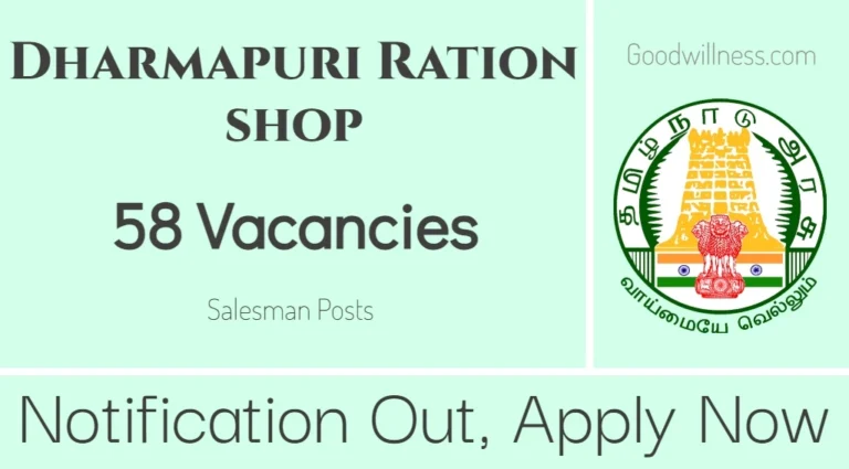 Dharmapuri Co-operative Ration shop Recruitment 2024 | Apply Online 58 Salesman Vacancy