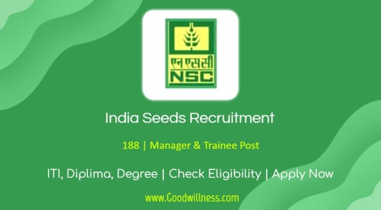 India Seeds Recruitment 2024 | NSCL Invites 188 Trainee,  Assistant Manager, Management Trainee, DGM and more Positions