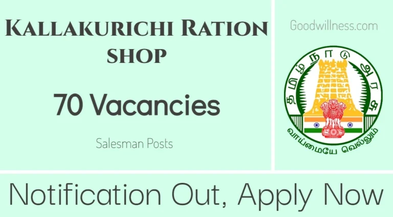 Kallakurichi Co-operative Ration shop Recruitment 2024 | Apply Online 70 Salesman Vacancy