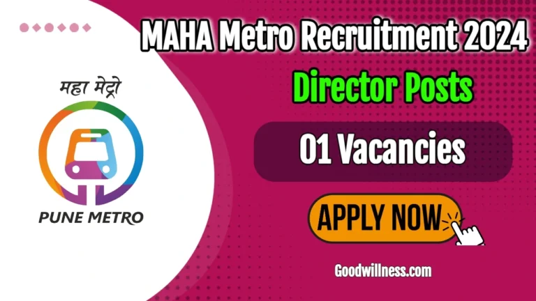 MAHA Metro Recruitment 2024 | Apply Director (Rolling Stock, System and Operations) Vacancy, INR 3,40,000/- PM Salary Package