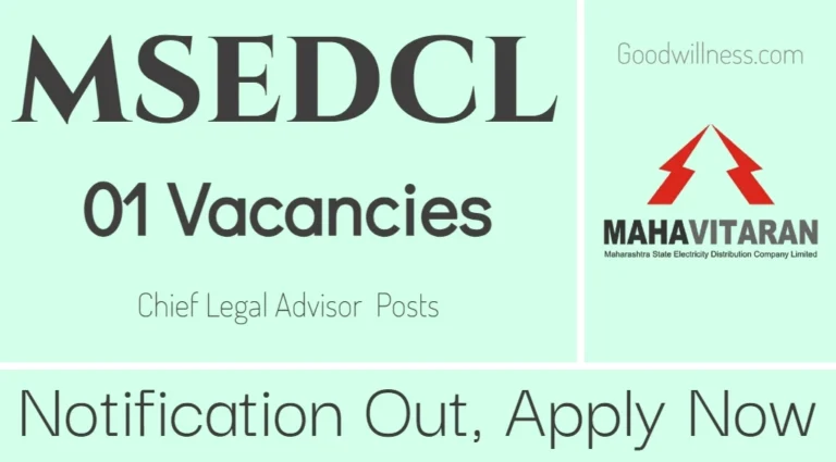 MSEDCL Legal Advisor Recruitment 2024 |  Apply Chief Legal Advisor Post, Rs.2,72,215 Monthly Salary