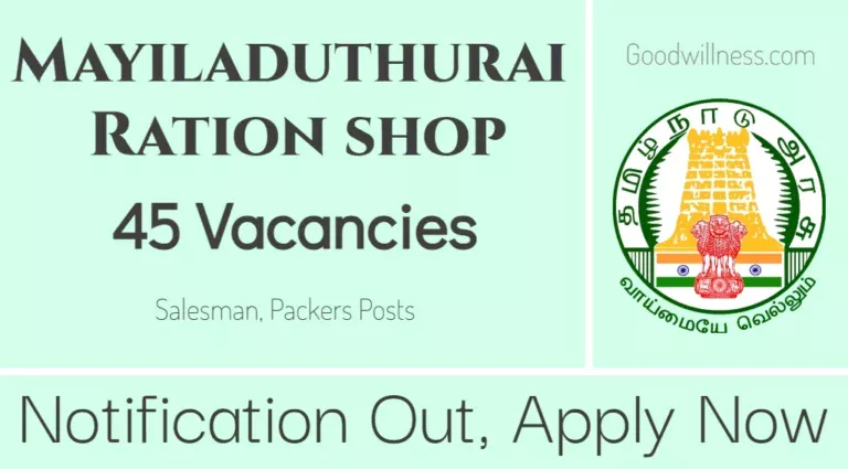 Mayiladuthurai Co-operative Ration shop Recruitment 2024 | Apply Now 45 Salesman, Packers Job Vacancy