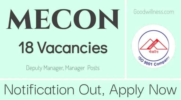 Ministry of Steel MECON Limited Recruitment 2024 | MECON Invites 18 Executives (Manager) Vacancy, Notification Out