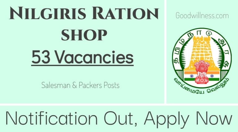 Nilgiris Ration shop Recruitment 2024 | Apply Online 53 Salesman, Packers Job Vacancy, 10th Std Can Apply Now