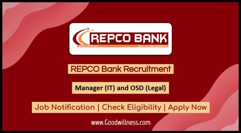 REPCO Bank Recruitment 2024: Apply Now Manager (IT) and OSD (Legal) vacancy