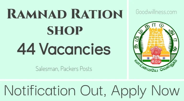 Ramnad Co-operative Ration shop Recruitment 2024 | Apply 44 Salesman, Packers Vacancy, Apply Now