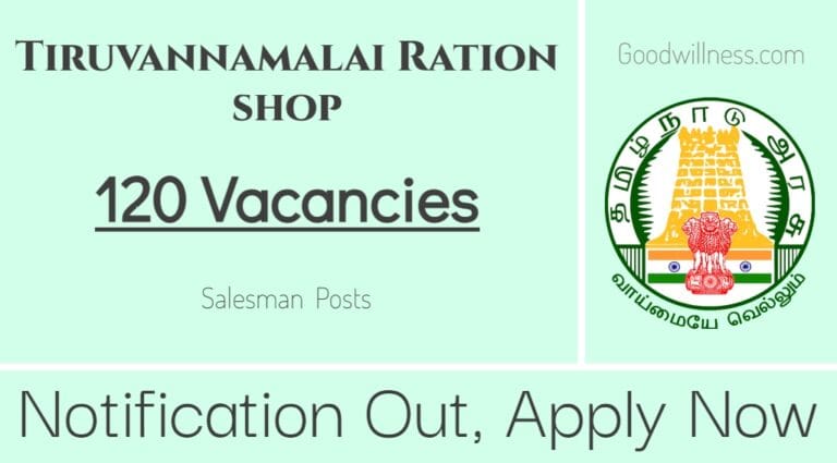 Tiruvannamalai Ration shop Recruitment 2024 | Apply Online 120 Salesman Vacancy