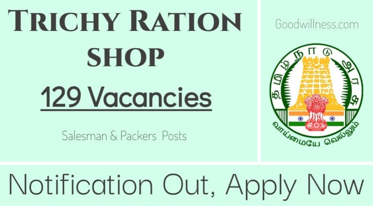 Trichy Ration shop Recruitment 2024 | Apply Online Now 129 Salesman, Packers Vacancy
