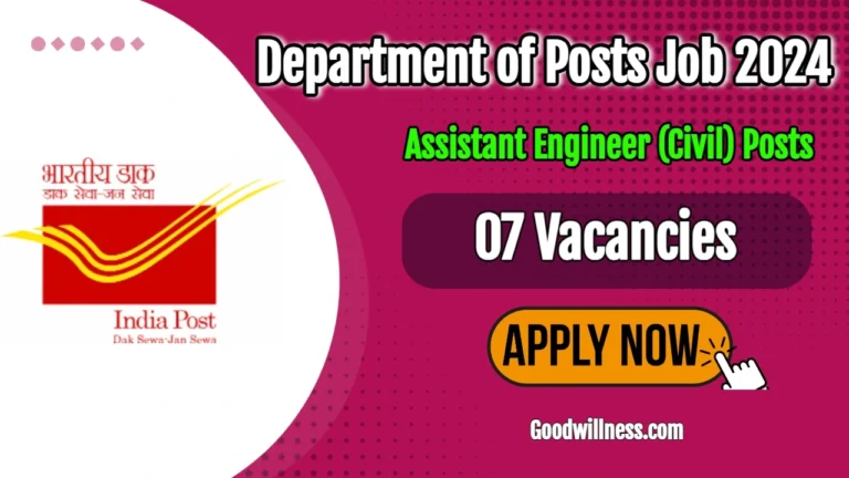 Ministry of Communication Assistant Engineer (Civil) Recruitment 2024 | Department of Posts invites Assistant Civil Engineer vacancy