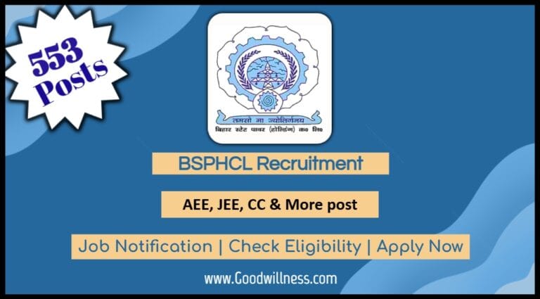 BSPHCL Recruitment 2024: Apply Online 553 AEE, JEE And CC Positions