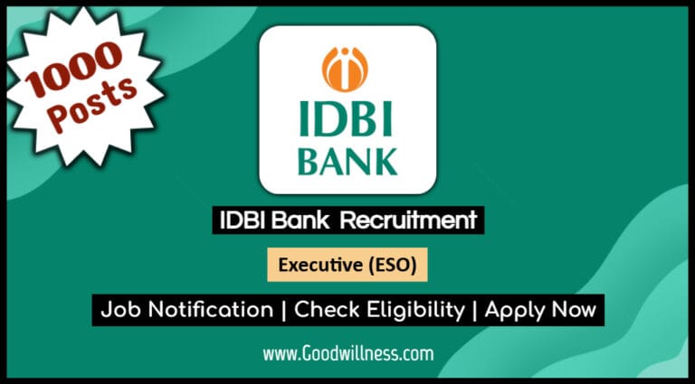 IDBI Bank Recruitment 2025: Apply Now 1000 Executive (ESO) Position, Salary Up to Rs.31,000/- per month