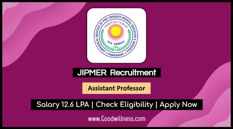 JIPMER Puducherry Recruitment 2025: Apply Now 12 Assistant Professor Position