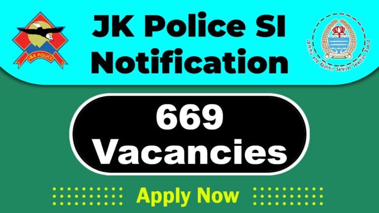 JK Police Recruitment 2025: JKSSB Latest Notification For 669 SI  Home Department Vacancies, Check Now