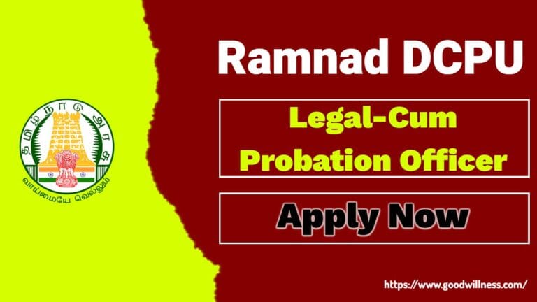 Ramanathapuram DCPU Recruitment 2025: Legal-Cum Probation Officer Post