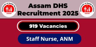 Assam DHS Job Recruitment 2025: Apply Now 919 Staff Nurse and ANM Vacancy