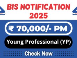 BIS Job Recruitment 2025 | BIS Invites Young Professional (YP) Vacancy, Salary Up to ₹70,000/-