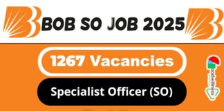 Bank of Baroda SO Job Recruitment 2025 | BOB Invites 1267 Specialist Officer (SO) Vacancy, Apply Now