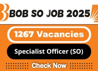 Bank of Baroda SO Job Recruitment 2025 | BOB Invites 1267 Specialist Officer (SO) Vacancy, Apply Now