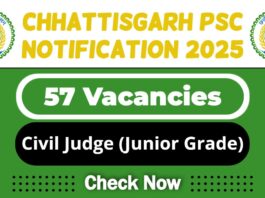Chhattisgarh PSC Job Recruitment 2025 | CGPSC Invites 57 Civil Judge (Junior Grade) Vacancy