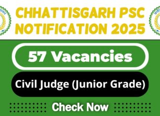 Chhattisgarh PSC Job Recruitment 2025 | CGPSC Invites 57 Civil Judge (Junior Grade) Vacancy
