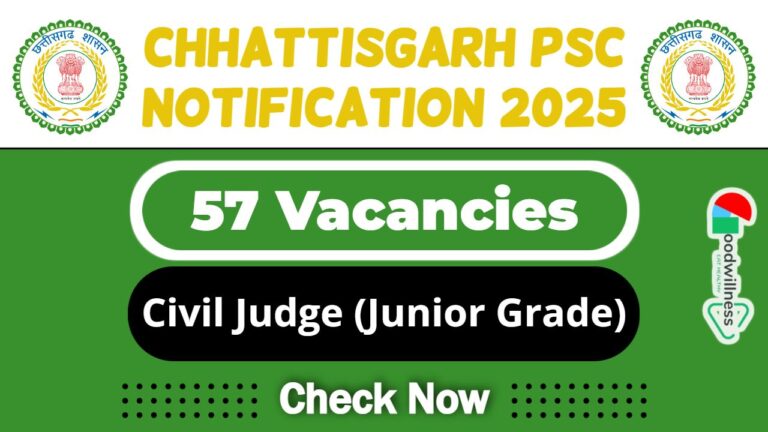 Chhattisgarh PSC Job Recruitment 2025 | CGPSC Invites 57 Civil Judge (Junior Grade) Vacancy