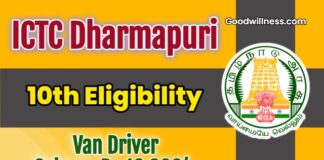 ICTC Dharmapuri Job Recruitment 2025: Apply Now Mobile ICTC Van Driver Vacancy