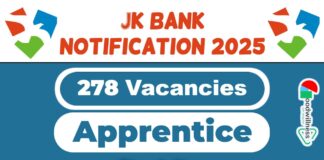 JK Bank Job Recruitment 2025: Apply Now 278 Apprentice Vacancy